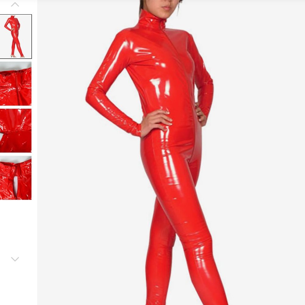 Red Vinyl Jumpsuit NWT